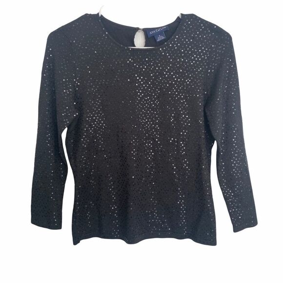 Ann Taylor Black Sequin Sweater Sz S - Picture 1 of 8